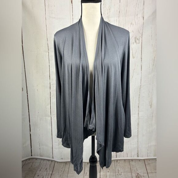 Super Nova Gray Cascading Front Cardigan Soft Rayon Lightweight - Picture 1 of 4